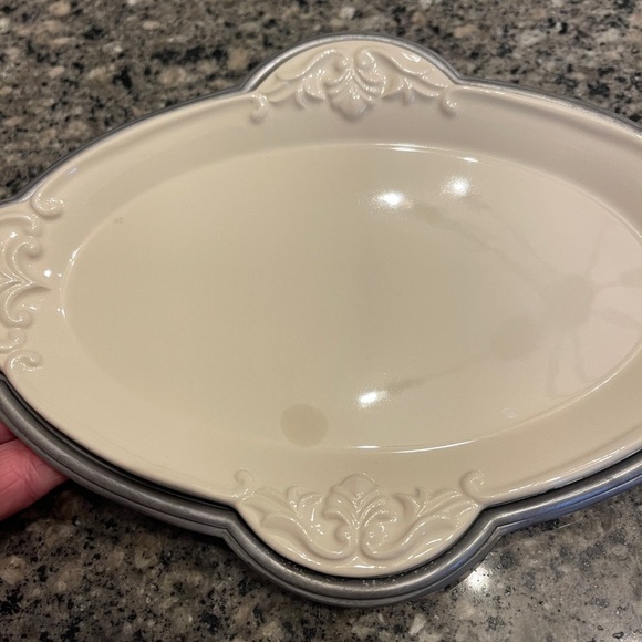Lenox Cream and Gray Decorative Platter - Picture 2 of 6